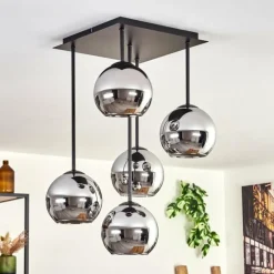 hofstein Plafonnier - Verre 15 cm Koyoto Chrome, 5 lumières