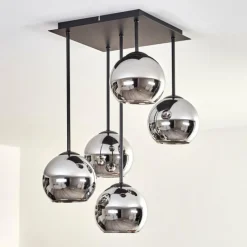 hofstein Plafonnier - Verre 15 cm Koyoto Chrome, 5 lumières