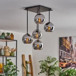 hofstein Plafonnier - Verre 15 cm Koyoto Chrome, 5 lumières