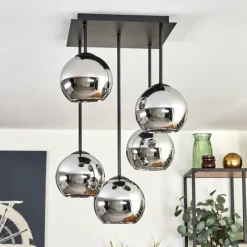 hofstein Plafonnier - Verre 15 cm Koyoto Chrome, 5 lumières