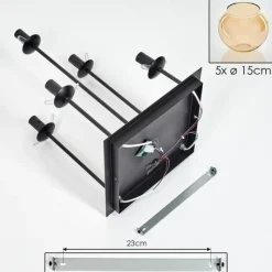 hofstein Plafonnier - Verre 15 cm Koyoto Ambre, 5 lumières