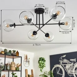 hofstein Plafonnier - Verre 15 cm Koyoto Clair, 6 lumières