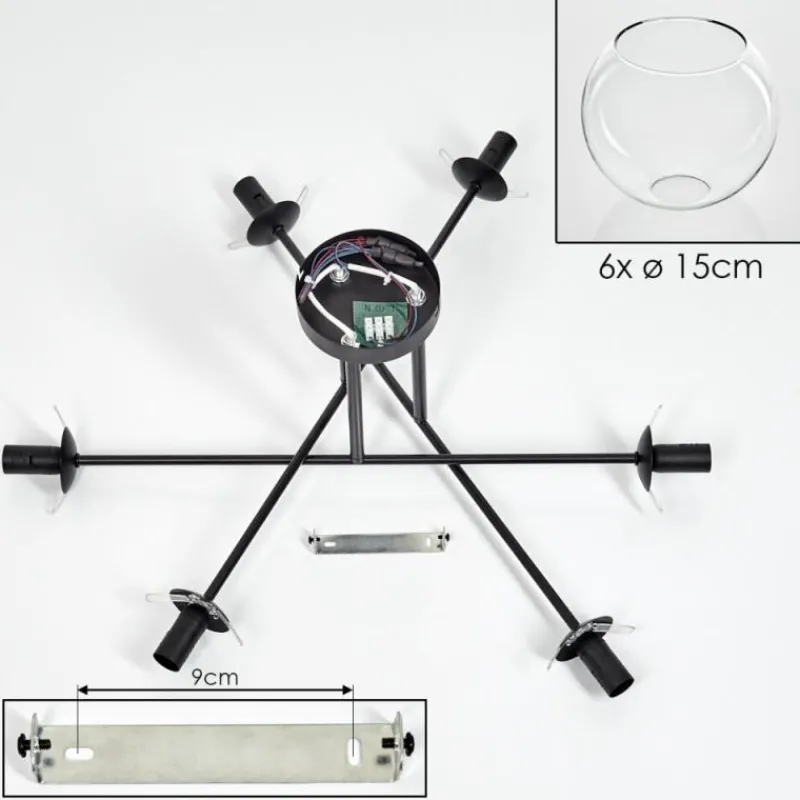 hofstein Plafonnier - Verre 15 cm Koyoto Clair, 6 lumières