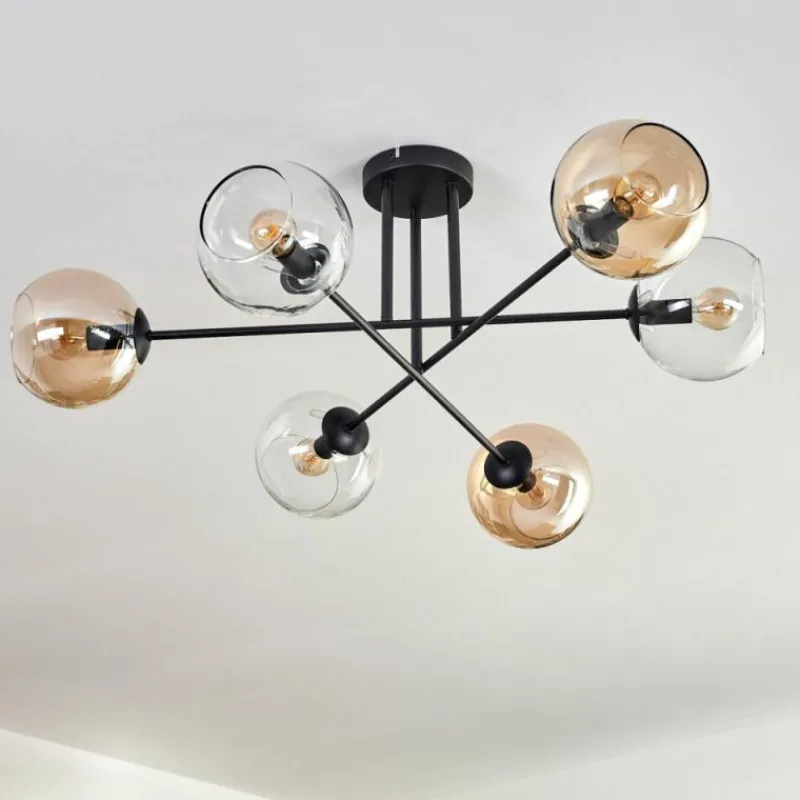 hofstein Plafonnier - Verre 15 cm Koyoto Ambre, Clair, 6 lumières