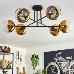 hofstein Plafonnier - Verre 15 cm Koyoto Or, Clair, 6 lumières