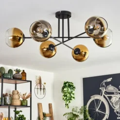 hofstein Plafonnier - Verre 15 cm Koyoto Or, Clair, 6 lumières