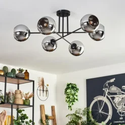 hofstein Plafonnier - Verre 15 cm Koyoto Chrome, 6 lumières