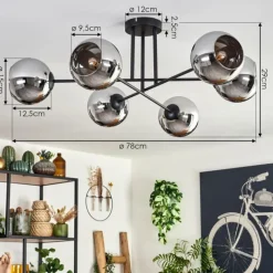 hofstein Plafonnier - Verre 15 cm Koyoto Chrome, 6 lumières