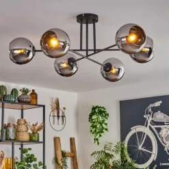 hofstein Plafonnier - Verre 15 cm Koyoto Chrome, 6 lumières