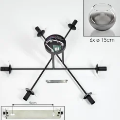 hofstein Plafonnier - Verre 15 cm Koyoto Clair, Fumé, 6 lumières