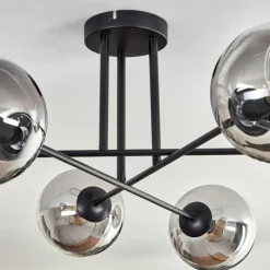 hofstein Plafonnier - Verre 15 cm Koyoto Clair, Fumé, 6 lumières