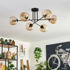 hofstein Plafonnier - Verre 15 cm Koyoto Ambre, 6 lumières