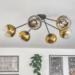 hofstein Plafonnier - Verre 15 cm Koyoto Or, Clair, 6 lumières