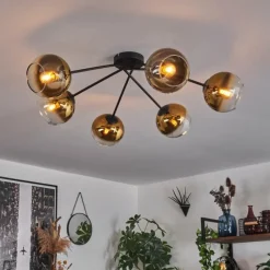 hofstein Plafonnier - Verre 15 cm Koyoto Or, Clair, 6 lumières