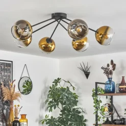 hofstein Plafonnier - Verre 15 cm Koyoto Or, Clair, 6 lumières