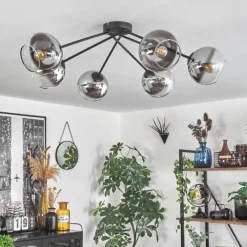 hofstein Plafonnier - Verre 15 cm Koyoto Chrome, Clair, 6 lumières