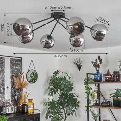 hofstein Plafonnier - Verre 15 cm Koyoto Chrome, 6 lumières