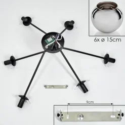 hofstein Plafonnier - Verre 15 cm Koyoto Chrome, 6 lumières