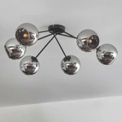 hofstein Plafonnier - Verre 15 cm Koyoto Chrome, 6 lumières