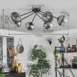 Suspension Verre Fumé-hofstein Plafonnier - Verre 15 cm Koyoto Clair, Fumé, 6 lumières