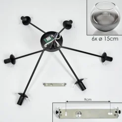 Suspension Verre Fumé-hofstein Plafonnier - Verre 15 cm Koyoto Clair, Fumé, 6 lumières