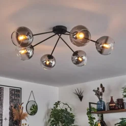 Suspension Verre Fumé-hofstein Plafonnier - Verre 15 cm Koyoto Clair, Fumé, 6 lumières