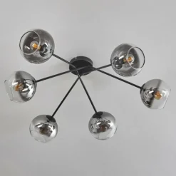 Suspension Verre Fumé-hofstein Plafonnier - Verre 15 cm Koyoto Clair, Fumé, 6 lumières