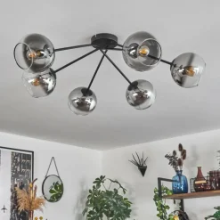 Suspension Verre Fumé-hofstein Plafonnier - Verre 15 cm Koyoto Clair, Fumé, 6 lumières