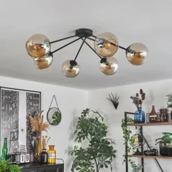 hofstein Plafonnier - Verre 15 cm Koyoto Ambre, 6 lumières