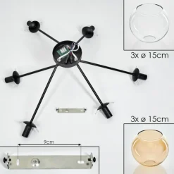 hofstein Plafonnier - Verre 15 cm Koyoto Ambre, Clair, 6 lumières