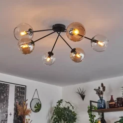 hofstein Plafonnier - Verre 15 cm Koyoto Ambre, Clair, 6 lumières