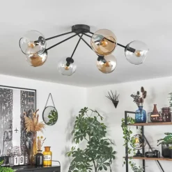 hofstein Plafonnier - Verre 15 cm Koyoto Ambre, Clair, 6 lumières