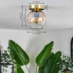 hofstein Plafonnier - Verre 15 cm Koyoto Ambre, Clair, 1 lumière