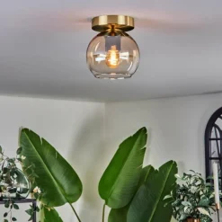 hofstein Plafonnier - Verre 15 cm Koyoto Ambre, Clair, 1 lumière