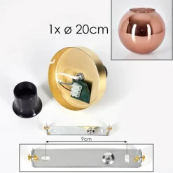 hofstein Plafonnier - Verre 20 cm Koyoto Or, Noir, 1 lumière