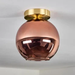 hofstein Plafonnier - Verre 20 cm Koyoto Or, Noir, 1 lumière