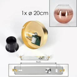 hofstein Plafonnier - Verre 20 cm Koyoto Or, Noir, 1 lumière