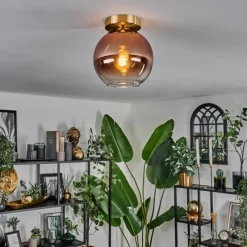 hofstein Plafonnier - Verre 20 cm Koyoto Or, Noir, 1 lumière