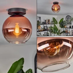 hofstein Plafonnier - Verre 20 cm Koyoto Clair, Cuivré, 1 lumière