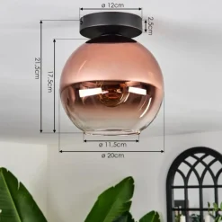 hofstein Plafonnier - Verre 20 cm Koyoto Clair, Cuivré, 1 lumière