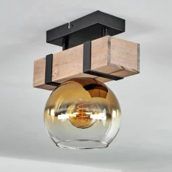 Lampes Dorées-hofstein Plafonnier - Verre 15 cm Montgomery Écru, Noir, 1 lumière