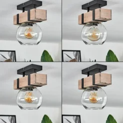 hofstein Plafonnier - Verre 15 cm Montgomery Écru, Noir, 1 lumière