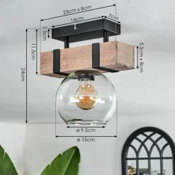 hofstein Plafonnier - Verre 15 cm Montgomery Écru, Noir, 1 lumière