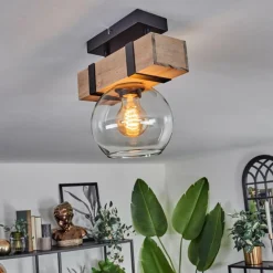 hofstein Plafonnier - Verre 15 cm Montgomery Écru, Noir, 1 lumière