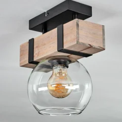 hofstein Plafonnier - Verre 15 cm Montgomery Écru, Noir, 1 lumière