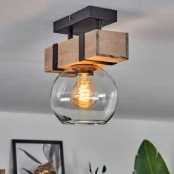 hofstein Plafonnier - Verre 15 cm Montgomery Écru, Noir, 1 lumière