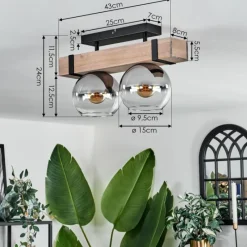 hofstein Plafonnier - Verre 15 cm Montgomery Écru, Noir, 2 lumières