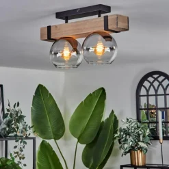 hofstein Plafonnier - Verre 15 cm Montgomery Écru, Noir, 2 lumières