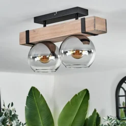 hofstein Plafonnier - Verre 15 cm Montgomery Écru, Noir, 2 lumières