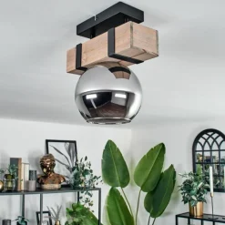 hofstein Plafonnier - Verre 15 cm Montgomery Écru, Noir, 1 lumière